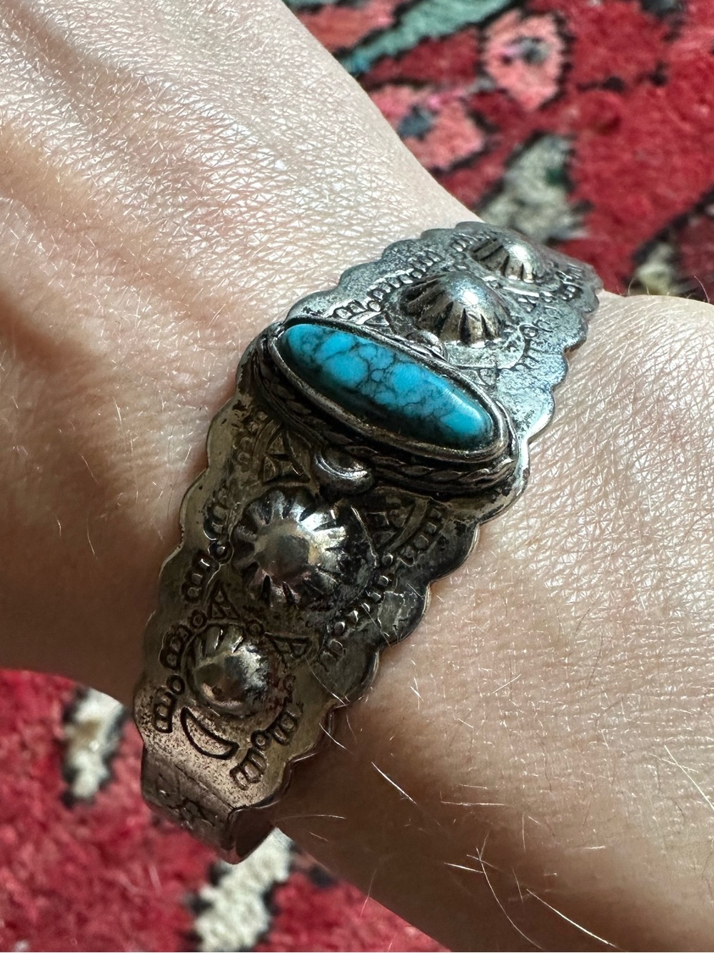 Vintage Fred Harvey Inspired Western Native Cuff Bracelet